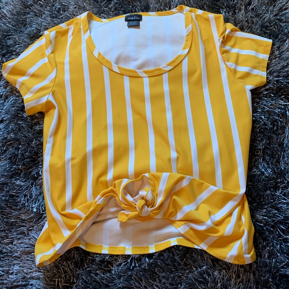 rue 21 yellow and white striped tee !